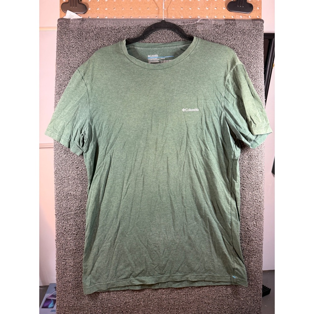 Columbia T-Shirt Mens Medium Green Heathered Short Sleeve Active Crew Neck